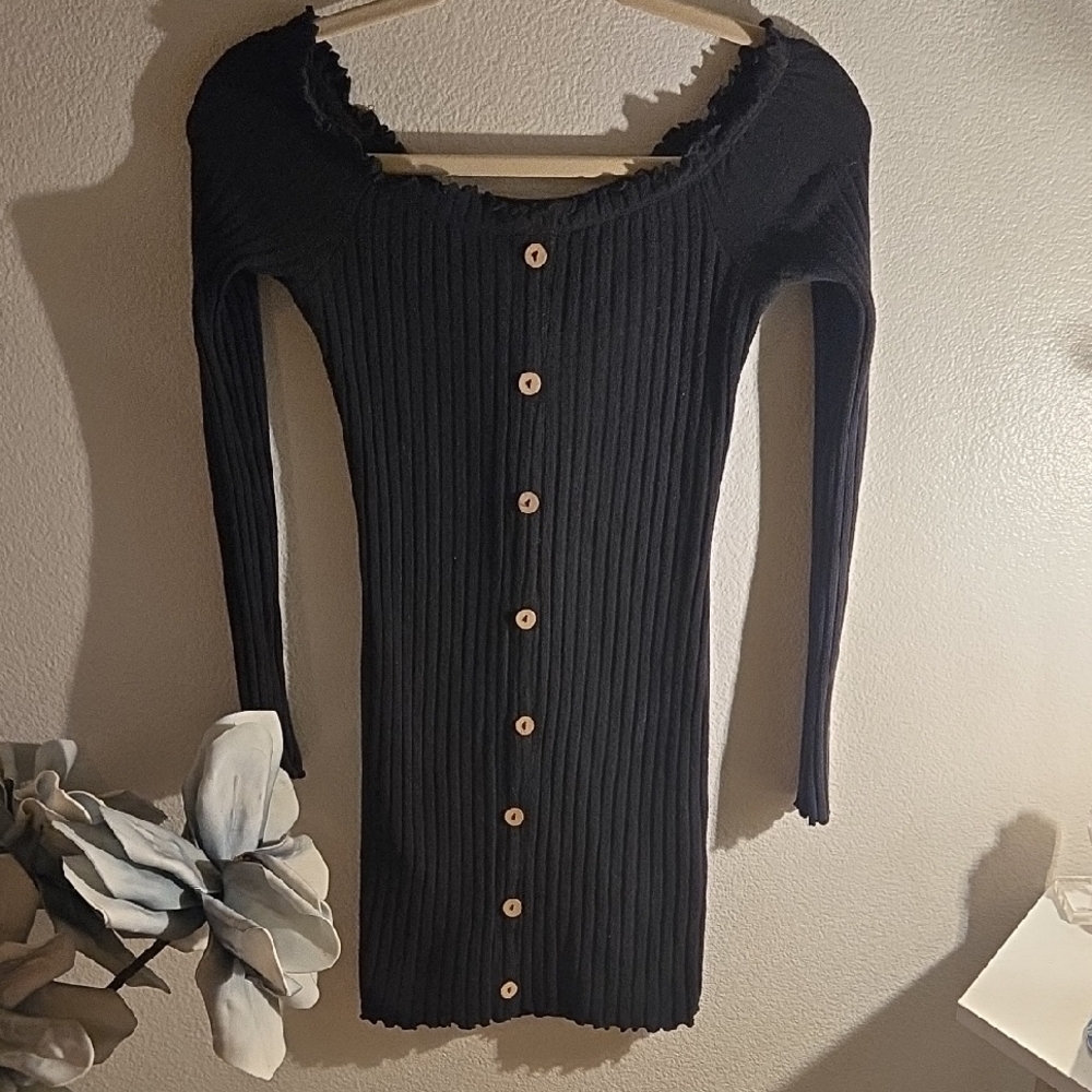 Fashion Nova Black Ribbed Mini Dress